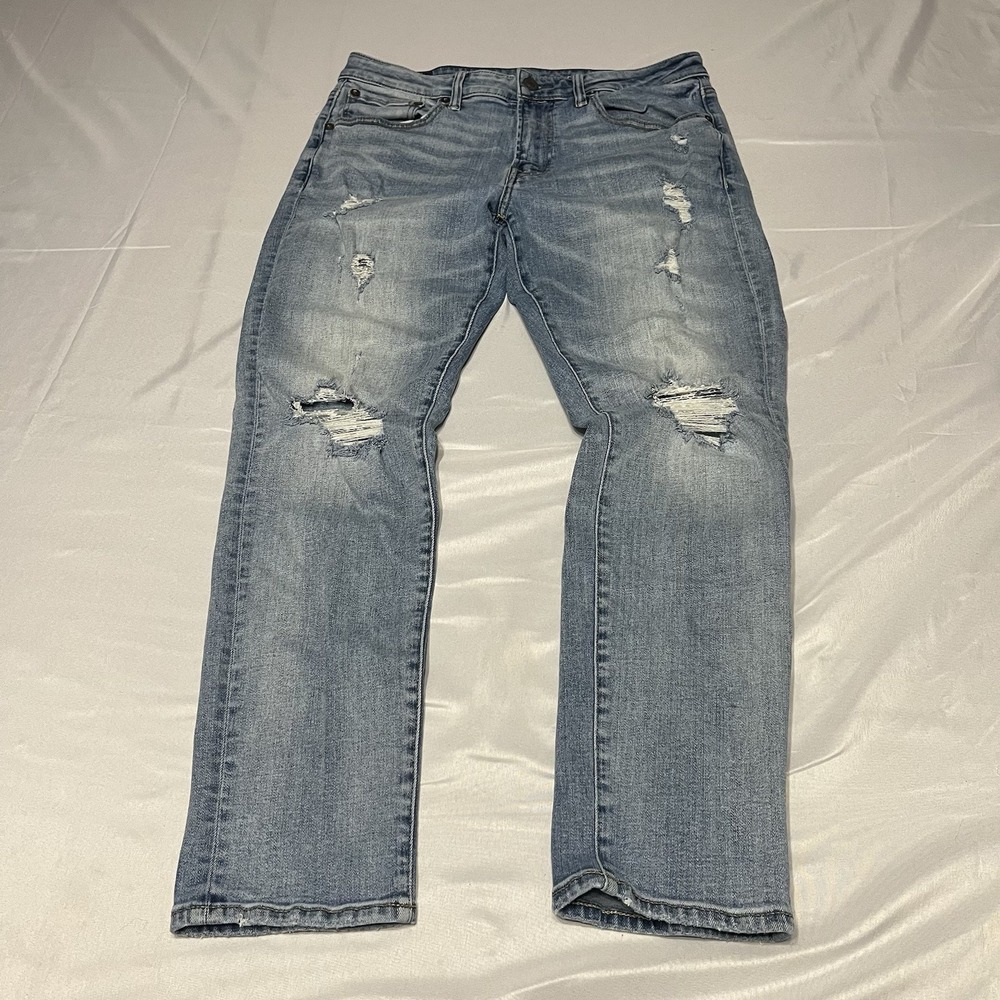 New American Eagle Athletic Fit Jeans Men FITS 32x29 Blue Denim Flex+ Distressed